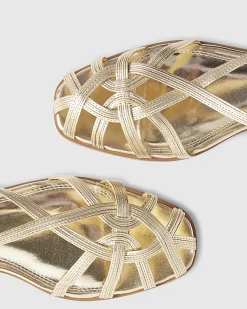 Gold Caged Flat Sandals
