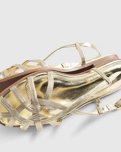 Gold Caged Flat Sandals