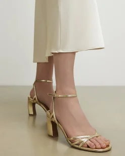 Gold Caged Heeled Sandals