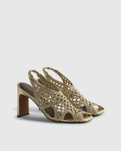 Gold Caged Heeled Sandals