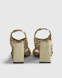 Gold Caged Heeled Sandals