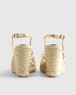 Gold Caged Wedge Heel Sandals