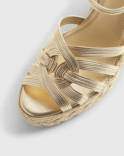 Gold Caged Wedge Heel Sandals