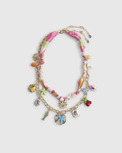 Gold Ceramic Charm Layered Necklace