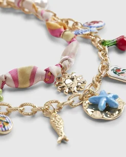 Gold Ceramic Charm Layered Necklace