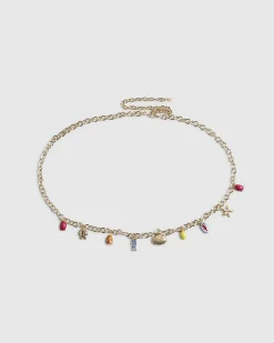 Gold Charm Drop Chain Belt