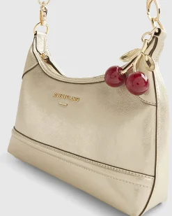Gold Cherry Charm Shoulder Bag