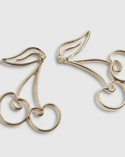 Gold Cherry Drop Earrings