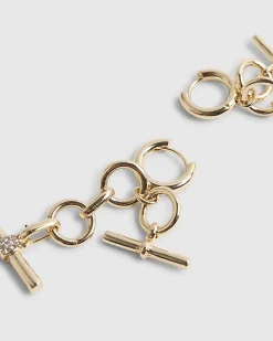 Gold Chunky Bar Drop Earrings