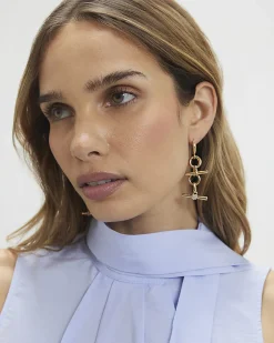 Gold Chunky Bar Drop Earrings