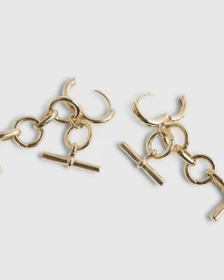 Gold Chunky Bar Drop Earrings