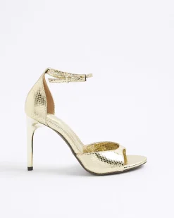 Gold Closed Back Open Toe Heels
