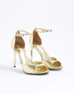 Gold Closed Back Open Toe Heels