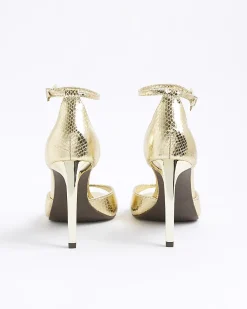 Gold Closed Back Open Toe Heels