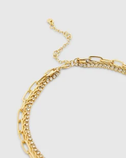 Gold coin 3 row necklace