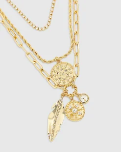 Gold coin 3 row necklace