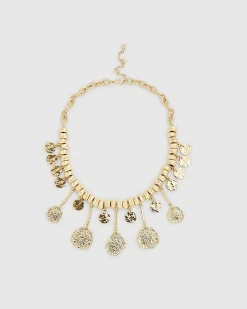 Gold coin collar necklace