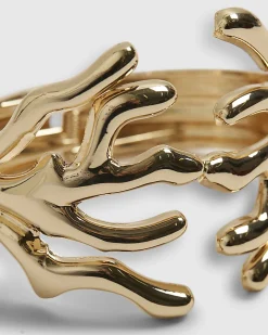 Gold Coral Bangle Bracelet
