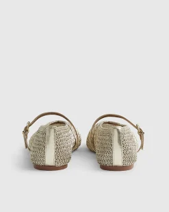 Gold Crochet MaryJane Flat Ballet Pumps