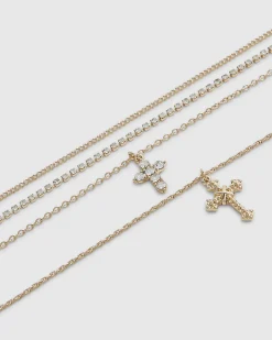 Gold Cross Layered Necklace