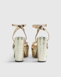 Gold Cross Strap Platform Heels