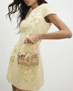 Gold Cylinder Floral Cage Bag