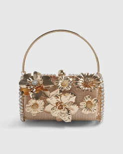 Gold Cylinder Floral Cage Bag