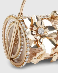 Gold Cylinder Floral Cage Bag