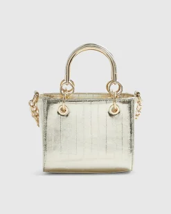 Gold 3D Floral Applique Tote Bag