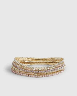 Gold Diamante Bracelet 7 Pack