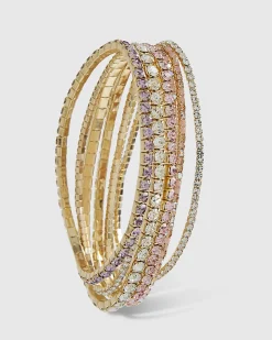 Gold Diamante Bracelet 7 Pack