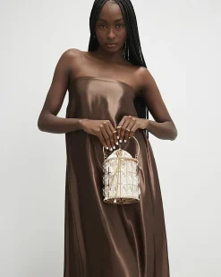 Gold Diamante Cage Basket Bag