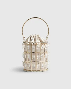 Gold Diamante Cage Basket Bag