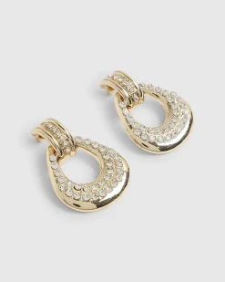 Gold Diamante Door Knocker Earrings