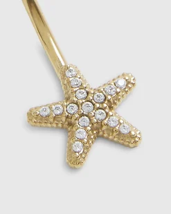 Gold Diamante Starfish Belly Bar
