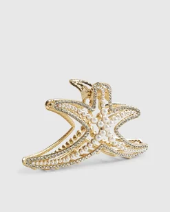 Gold Diamante Starfish Claw Clip