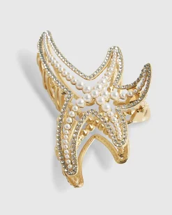 Gold Diamante Starfish Claw Clip