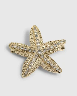 Gold Diamante Starfish Hair Clip