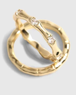 Gold Diamond Simulant 2 Pack Rings