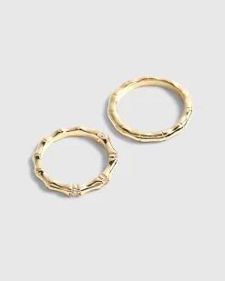 Gold Diamond Simulant 2 Pack Rings