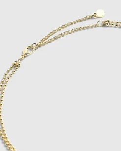Gold Diamond Simulant Double Layered Necklace