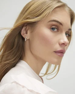 Gold Diamond Simulant Drop Earrings