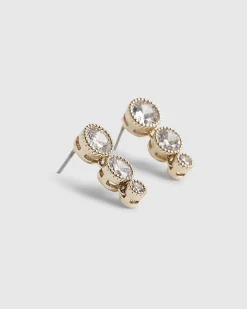 Gold Diamond Simulant Drop Earrings