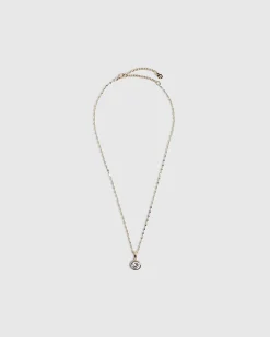 Gold Diamond Simulant Pendant Necklace