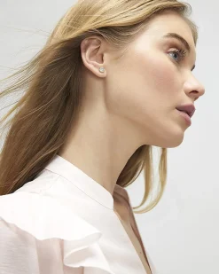 Gold Diamond Simulant Stud Earrings