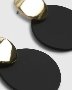 Gold Disc Drop Earrings