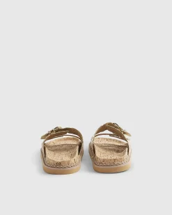 Gold Double Scallop Strap Sandals