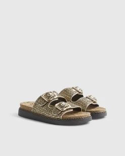 Gold Double Strap Footbed Sandals