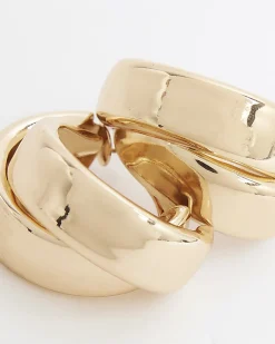 Gold Double Wrap Chunky Hoop Earrings