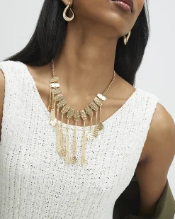 Gold Drop Pendant Collar Necklace